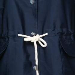 Pre Owned CH Carolina Herrera Navy Blue Taffeta Tie Front Jacket L