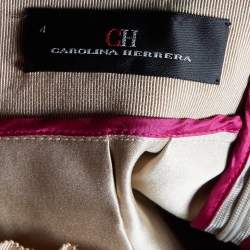Pre Owned CH Carolina Herrera Beige & Pink Silk Satin Pleated Midi Skirt S