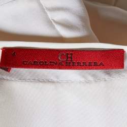 Pre Owned CH Carolina Herrera Cream Silk Pleated Ruffle Detail Top S