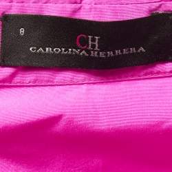 Pre Owned CH Carolina Herrera Pink Taffeta Belted Maxi Shirt Dress M