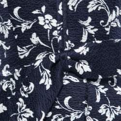 Pre Owned CH Carolina Herrera Navy Blue Floral Printed Jacquard Bow Detail Knee Length Dress M