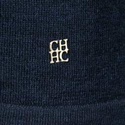 Pre Owned CH Carolina Herrera Navy Blue Knit Buttoned Cardigan XS 