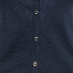 Pre Owned CH Carolina Herrera Navy Blue Knit Buttoned Cardigan XS 