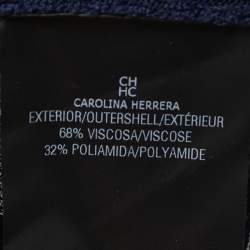 Pre Owned CH Carolina Herrera White/Navy Blue Knit Buttoned Cardigan XXS