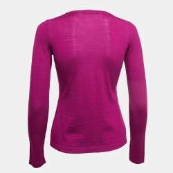 مملوكة مسبقًا CH Carolina Herrera Purple Knit Buttoned Cardigan XS