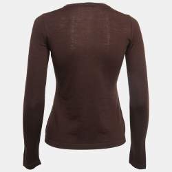 مملوكة مسبقًا CH Carolina Herrera Brown Knit Buttoned Cardigan XS