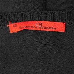 Pre Owned CH Carolina Herrera Black Knit Buttoned 3/4 Sleeve Cardigan XS