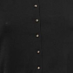 Pre Owned CH Carolina Herrera Black Knit Buttoned 3/4 Sleeve Cardigan XS