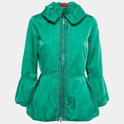 CH Carolina Herrera Green Synthetic Zip Front Peplum Jacket XS