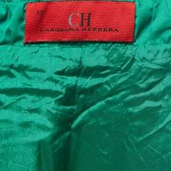 CH Carolina Herrera Green Synthetic Zip Front Peplum Jacket XS