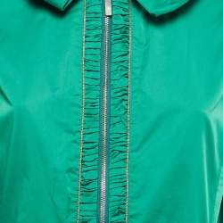 CH Carolina Herrera Green Synthetic Zip Front Peplum Jacket XS