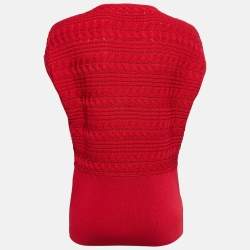 مملوكة مسبقًا CH Carolina Herrera Red Knit Sleeveless Top L