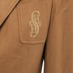 CH Carolina Herrera Brown Wool Pocket Embroidered Blazer L