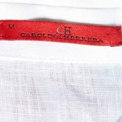 CH Carolina Herrera White Linen Shirt & Printed Satin Palazzo Pants Set M