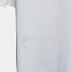 Pre Owned CH Carolina Herrera White Shirt White Cotton Logo Beaded Oversized Top M