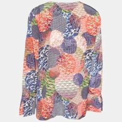 مملوكة مسبقًا CH Carolina Herrera Multicolor Logo Printed Silk Top L