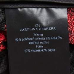 Pre Owned CH Carolina Herrera Red Floral Jacquard Sleeveless Flared Maxi Dress S