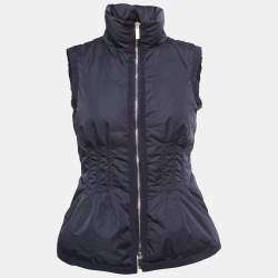 CH Carolina Herrera Navy Blue Synthetic Zip Front Sleeveless Down Jacket XS
