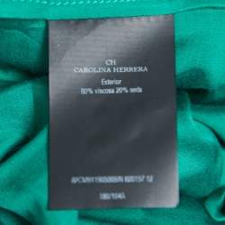 Pre Owned CH Carolina Herrera Green Floral Lace Full Sleeve Flared Midi Dress S