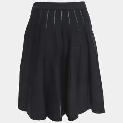 مملوكة مسبقًا CH Carolina Herrera Black Knit Flared Knee Length Skirt XS