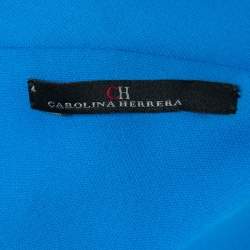 Pre Owned CH Carolina Herrera Blue Crepe Draped Sleeveless Blouse S