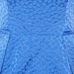 مملوكة مسبقًا فستان ضيق سي أتش كارولينا هيريرا قطن منقوش أزرق مقاس متوسط