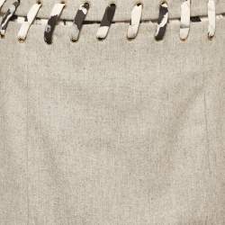 مملوكة مسبقًا Carolina Herrera Grey Wool Blend Waist Tie Detail Skirt M
