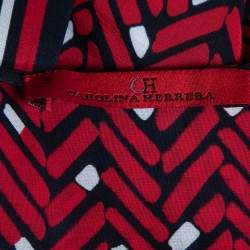 مملوكة مسبقًا CH Carolina Herrera Red Printed Silk Belted Tunic Mini Dress S