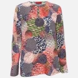 Pre Owned CH Carolina Herrera Multicolor Printed Silk Blouse M