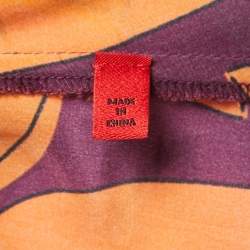 Pre Owned CH Carolina Herrera Purple Floral Printed Silk Belted Dress L