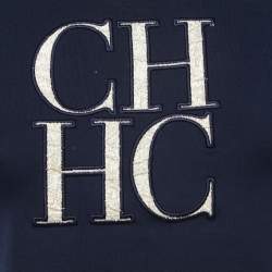 CH Carolina Herrera Navy Blue Logo Patch Cotton Crew Neck Short Sleeve T-Shirt XS
