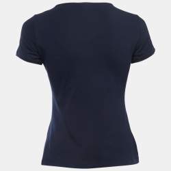 CH Carolina Herrera Navy Blue Logo Patch Cotton Crew Neck Short Sleeve T-Shirt XS
