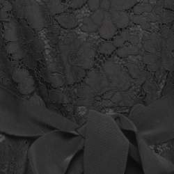 Pre Owned CH Carolina Herrera Black Floral Lace Belted Coat M