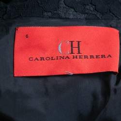 Pre Owned CH Carolina Herrera Black Floral Lace Belted Coat M