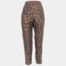 CH Carolina Herrera Brown Leopard Patterned Jacquard Trousers L