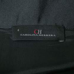 CH Carolina Herrera Black Silk Blend Feather Trimmed Knee Length Skirt M