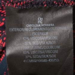 CH Carolina Herrera Blue/Red Printed Silk Wide Leg Pants S