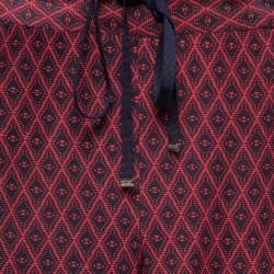 CH Carolina Herrera Blue/Red Printed Silk Wide Leg Pants S