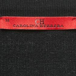 CH Carolina Herrera Black Houndstooth Wool Blend Belted Sweater M