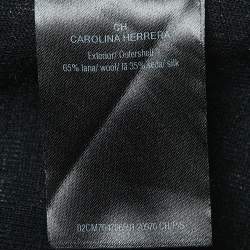 CH Carolina Herrera Black Houndstooth Wool Blend  Elasticized Waist Wide-leg Pants S
