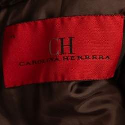 CH Carolina Herrera Brown Nylon Racoon Fur Neckline Zip Front Down Jacket XS