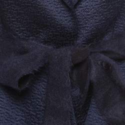Pre Owned CH Carolina Herrera Navy Blue Jacquard Belted Blazer S