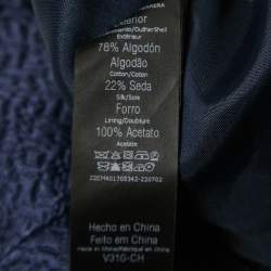 Pre Owned CH Carolina Herrera Navy Blue Jacquard Belted Blazer S