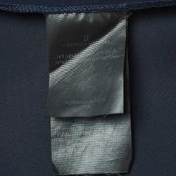 Pre Owned CH Carolina Herrera Navy Blue Crepe Asymmetrical Top S