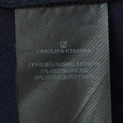 Pre Owned CH Carolina Herrera Navy Blue Knit Asymmetrical Top M