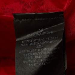 Pre Owned CH Carolina Herrera Red Lace Long Sleeve Jacket M