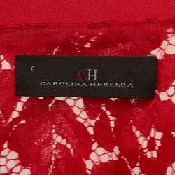 Pre Owned CH Carolina Herrera Red Lace Long Sleeve Jacket M