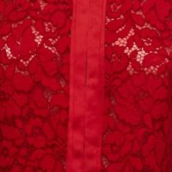Pre Owned CH Carolina Herrera Red Lace Long Sleeve Jacket M