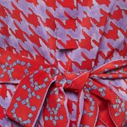 مملوكة مسبقًا CH Carolina Herrera Purple/Red Printed Crepe Belted Top S