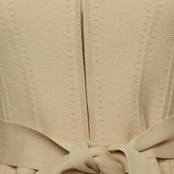 CH Carolina Herrera Beige Knit Belted Peplum Jacket XXS